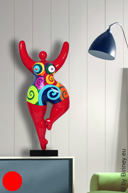 verkauft: rote Unikat Nana-Figur Höhe 67cm mit Spiralmuster