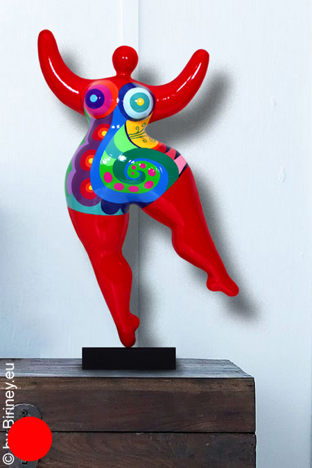 verkauft: Unikat: rote Nana-Figur Höhe 48cm Spiralmuster