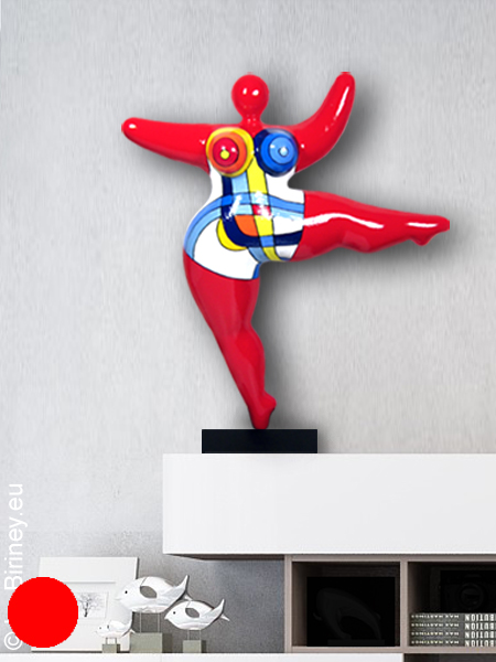 objet unique : statue Nana de 45cm en rouge "Mondrian"