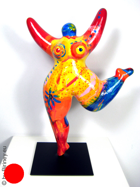 gelb-rote Nana-Figur mit Unikatbemalung! Keramik Höhe 32cm