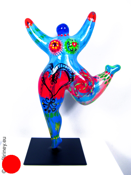 blau-rote Nana-Figur mit Unikatbemalung! Keramik Höhe 30cm