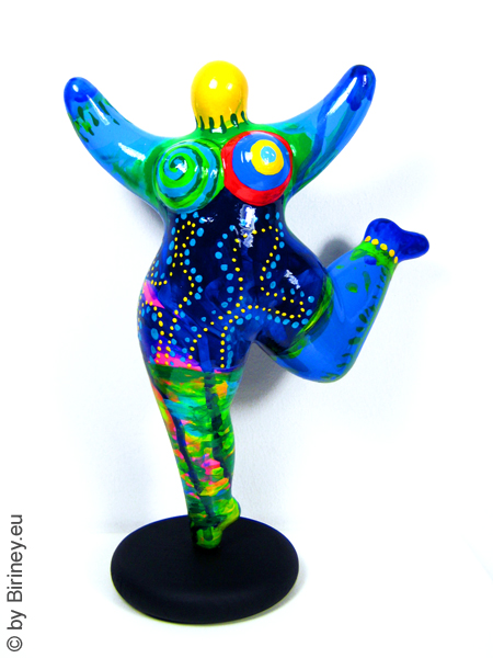 Nana-Figur mit Unikatbemalung! blau/bunt Keramik Höhe 22cm