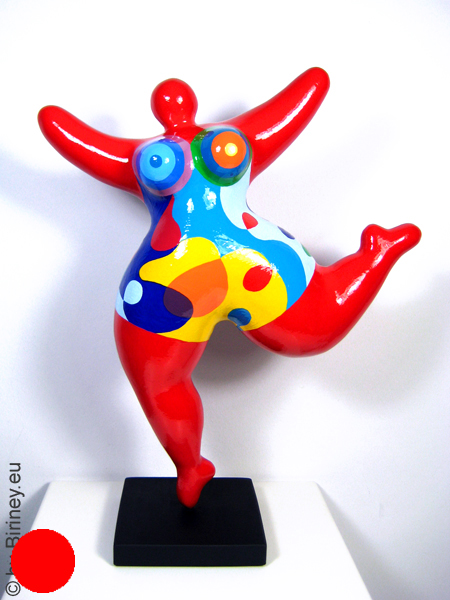 verkauft: Unikat rote Nana-Figur "Balloons", aus Holzmaché Höhe 36cm 