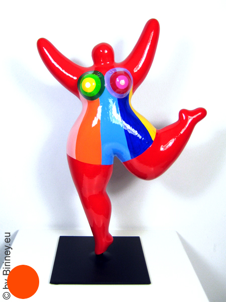 Currently sold out : red NANA sculpture with colourful block stripes! 31cm / 12.2 inches