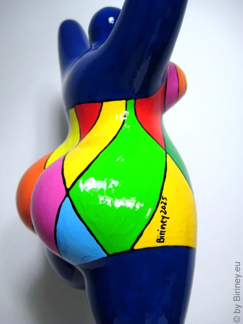 blaue Nana-Figur Polygonmuster aus Keramik!  31cm mit Video