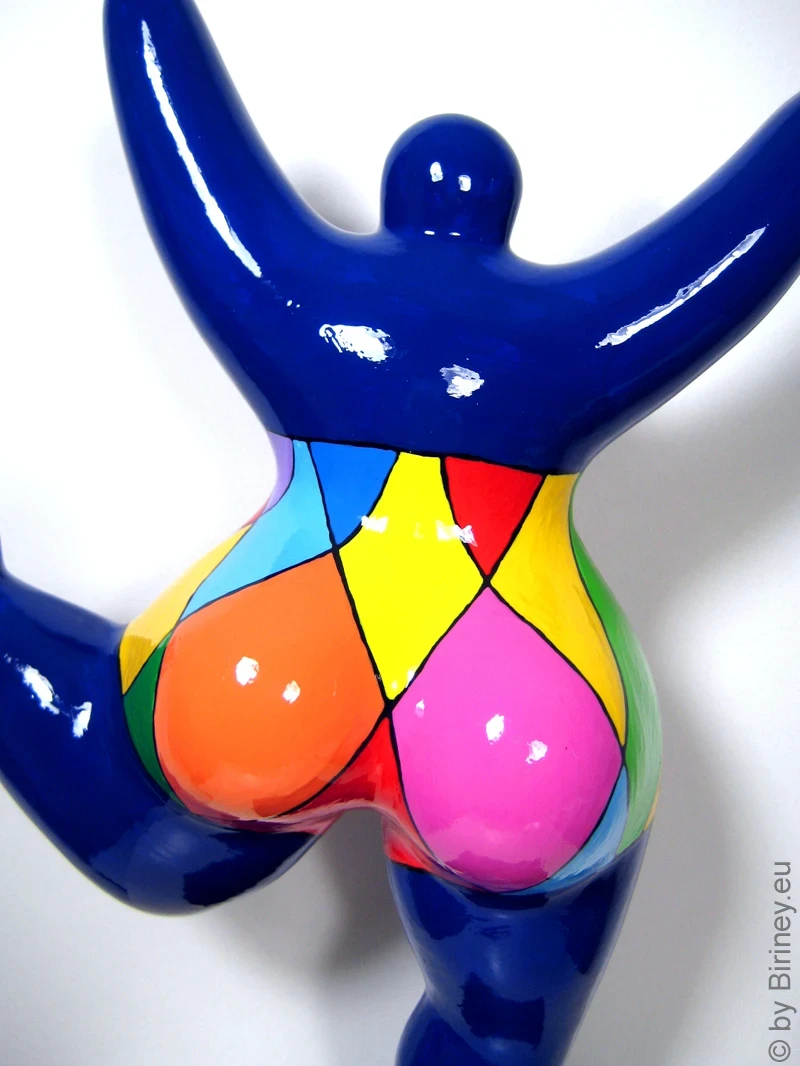 blaue Nana-Figur Polygonmuster aus Keramik!  31cm mit Video