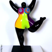 Blockstreifen Nana-Figur aus handbemalter Keramik 32cm