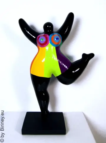 Blockstreifen Nana-Figur aus handbemalter Keramik 32cm