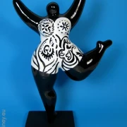 Black and white floral Nana sculpture 31cm / 12.5 inches