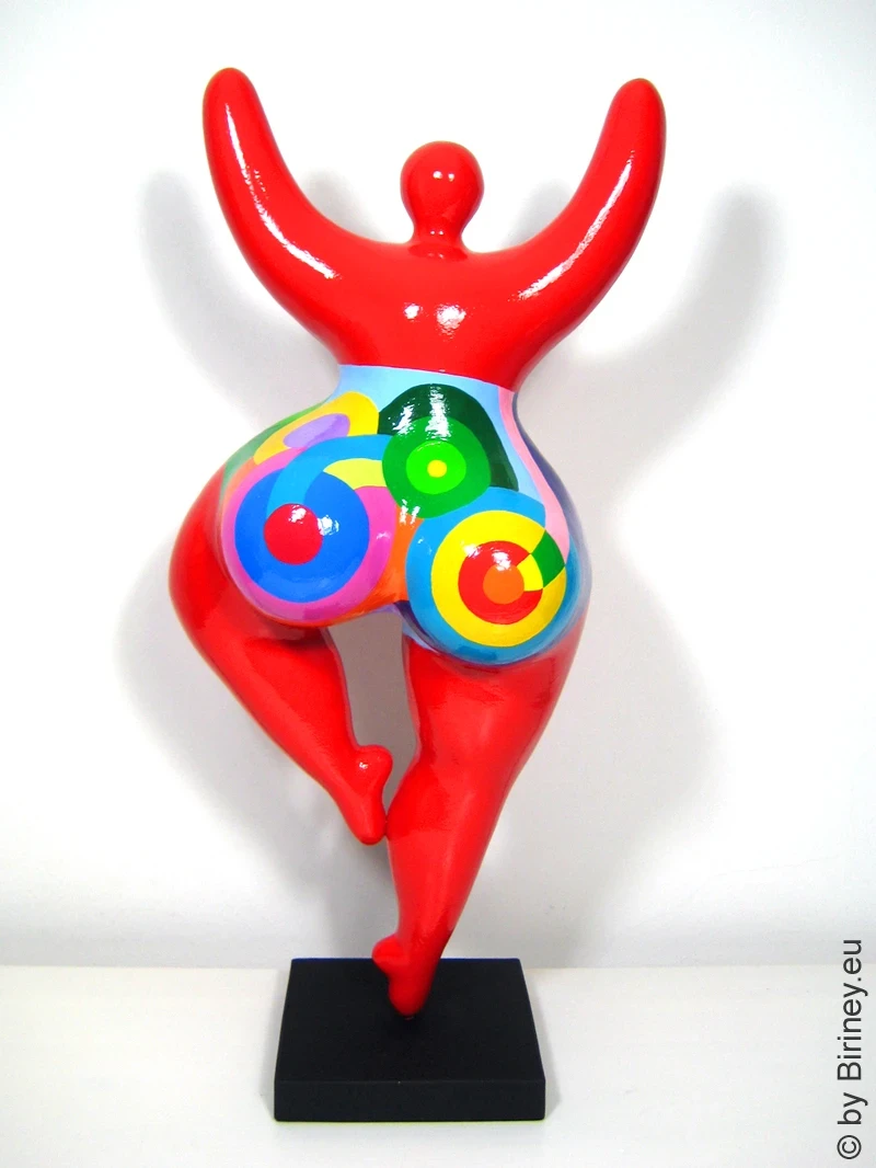 rote Unikat Nana-Figur Höhe 49 cm rot/bunt