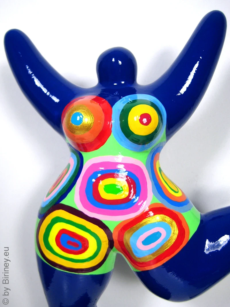 blaue Nana-Figur bunte Kringel aus Keramik!  31cm