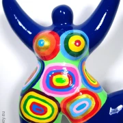 blaue Nana-Figur bunte Kringel aus Keramik!  31cm