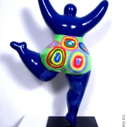 blaue Nana-Figur bunte Kringel aus Keramik!  31cm