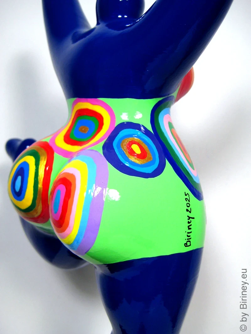 blaue Nana-Figur bunte Kringel aus Keramik!  31cm