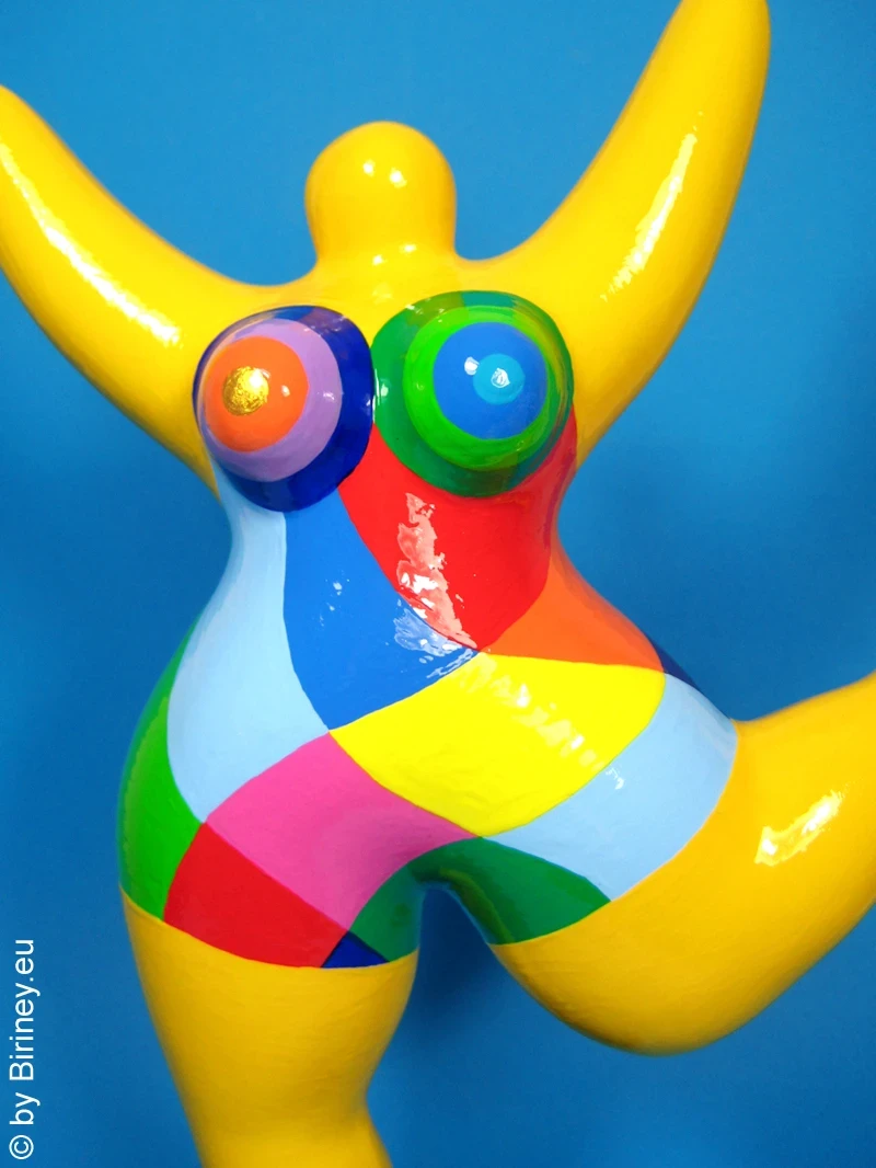 gelbe Nana-Figur "Polygone" aus handbemalter Keramik!  32cm Harlekin