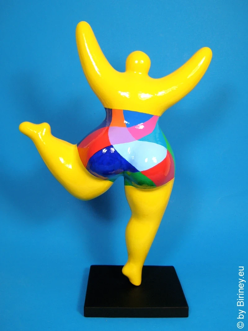 gelbe Nana-Figur "Polygone" aus handbemalter Keramik!  32cm Harlekin