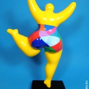gelbe Nana-Figur "Polygone" aus handbemalter Keramik!  32cm Harlekin
