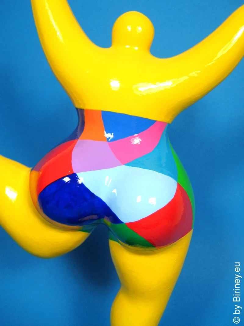 gelbe Nana-Figur "Polygone" aus handbemalter Keramik!  32cm Harlekin