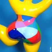 gelbe Nana-Figur "Polygone" aus handbemalter Keramik!  32cm Harlekin