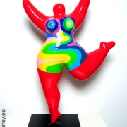 red Nana sculpture “Waves” ceramic 31cm / 12.2 inches