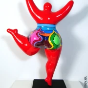 Red Nana sculpture "Sunset" made of ceramic! 32cm /12 inches