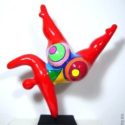 verkauft: Unikat Nana im Handstand rot/bunt Höhe 31 cm