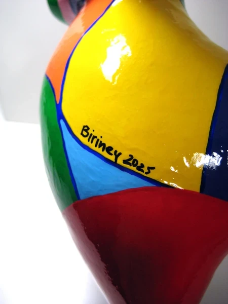 verkauft: Unikat Nana im Handstand rot/bunt Höhe 31 cm