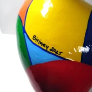verkauft: Unikat Nana im Handstand rot/bunt Höhe 31 cm