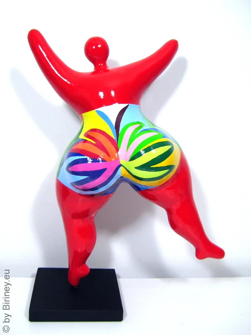 Unique Nana sculpture height 46 cm / 18 inches red/multicolored "Tailla"