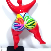 Unique Nana sculpture height 46 cm / 18 inches red/multicolored "Tailla"