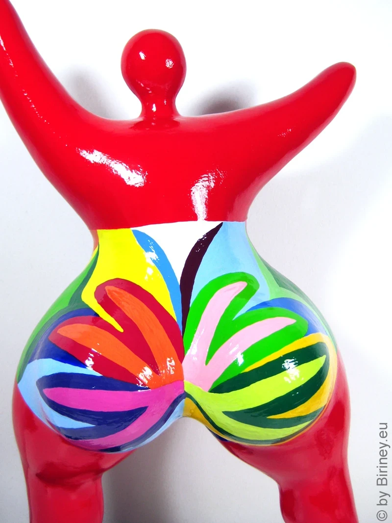 Unique Nana sculpture height 46 cm / 18 inches red/multicolored "Tailla"