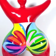 Unique Nana sculpture height 46 cm / 18 inches red/multicolored "Tailla"