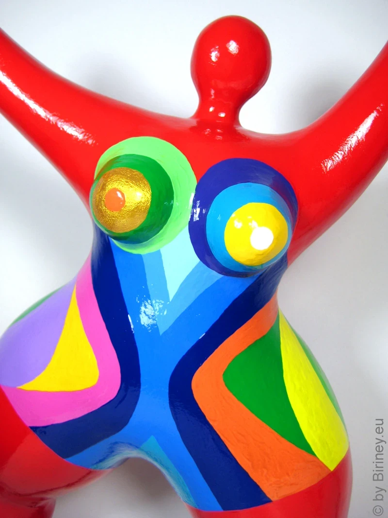 Unique Nana sculpture height 46 cm / 18 inches red/multicolored "Tailla"