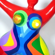 Unique Nana sculpture height 46 cm / 18 inches red/multicolored "Tailla"