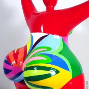Unique Nana sculpture height 46 cm / 18 inches red/multicolored "Tailla"