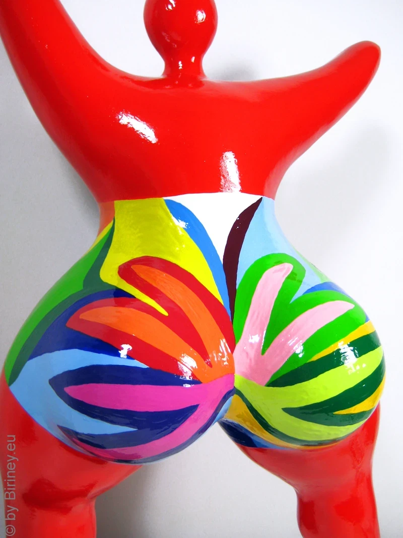 Unique Nana sculpture height 46 cm / 18 inches red/multicolored "Tailla"