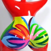 Unique Nana sculpture height 46 cm / 18 inches red/multicolored "Tailla"