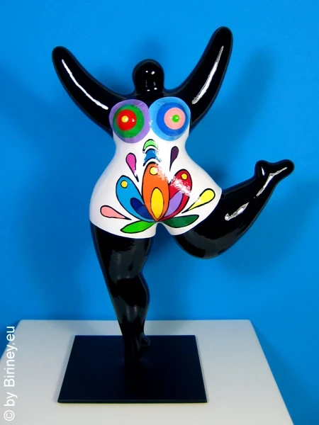 schwarze Nana-Figur mit Blüten! aus Keramik  31cm