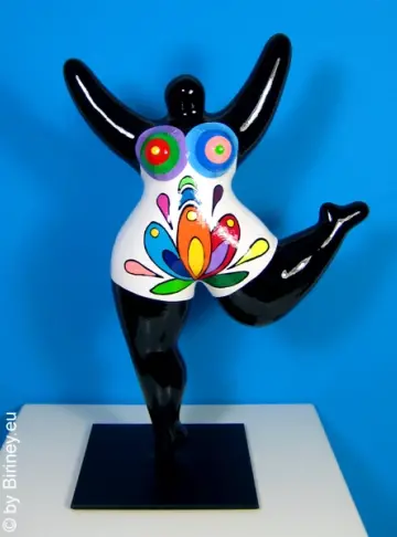 schwarze Nana-Figur mit Blüten! aus Keramik  31cm