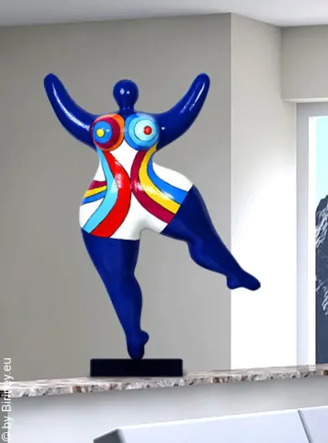 Unique Nana sculpture in dark blue height 49cm / 19 inches