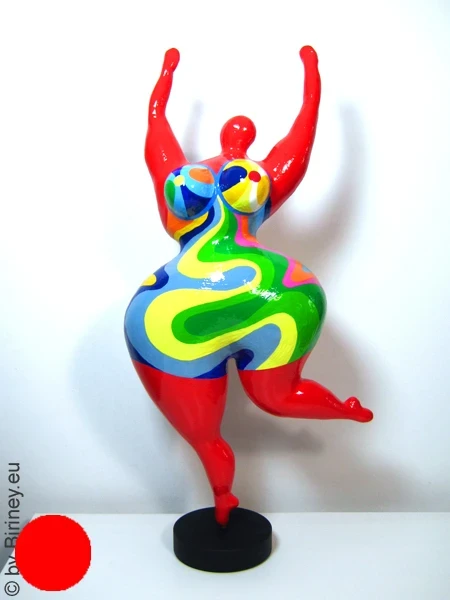 Unique Nana sculpture height 60 cm red/multicolored color waves