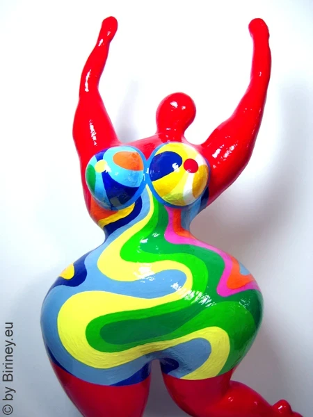 Unique Nana sculpture height 60 cm red/multicolored color waves