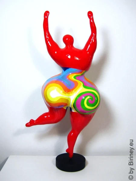 Unique Nana sculpture height 60 cm red/multicolored color waves