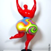 Unique Nana sculpture height 60 cm red/multicolored color waves