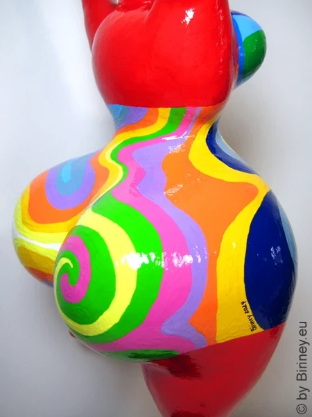 Unique Nana sculpture height 60 cm red/multicolored color waves