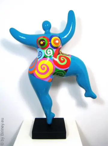 Unikat Nana-Figur türkis mit Spiralmuster Höhe 49 cm