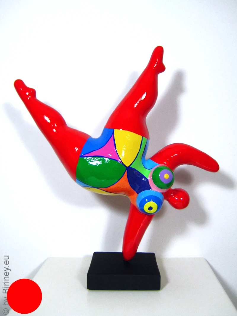 verkauft: Unikat Nana im Handstand rot/bunt Höhe 31 cm