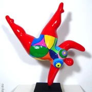 verkauft: Unikat Nana im Handstand rot/bunt Höhe 31 cm