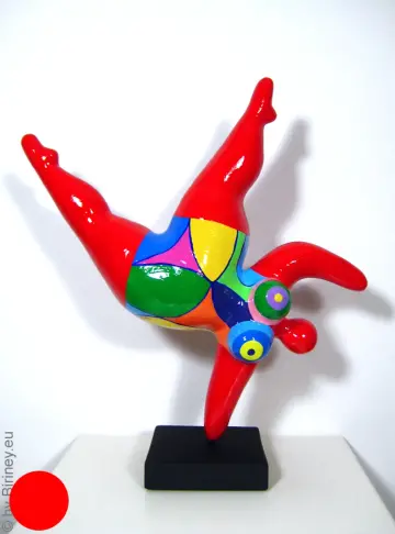 verkauft: Unikat Nana im Handstand rot/bunt Höhe 31 cm