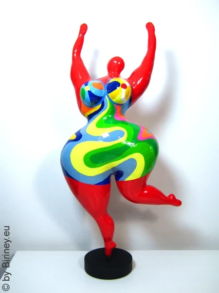 Unikat Nana-Figur Höhe 60 cm rot/bunte Farbwellen